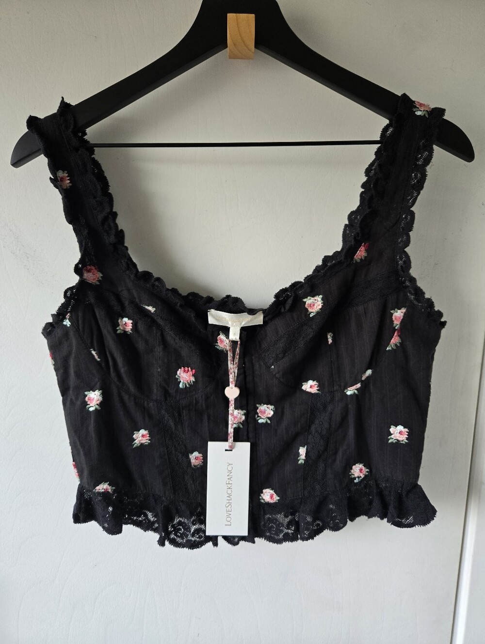 LoveShackFancy Cotton Galette Floral Embroidered Peplum Top NWT Size 6